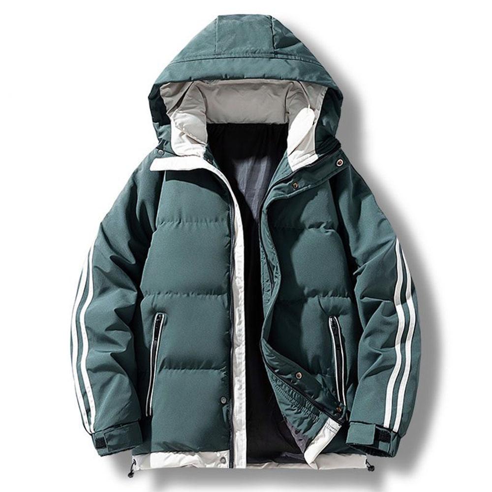 

Мужская и женская куртка большого размера с капюшоном, высокое качество, толстый полосатый зимний пуховик, куртка для мужчин, ветровка для активного отдыха, тренчкот 5XL зелёный