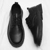 Men's Black Business Dress Leather Shoes Men's Height-increasing Soft-soled Casual Shoes Single Shoes Autumn and Winter British Style Groom Wedding