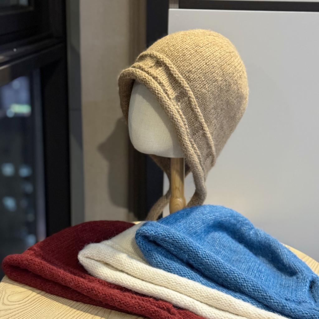 Large Head Circumference Hat Women's Autumn and Winter Windproof Woolen Hat Strap Ear Protection Hat New Warm and Cold Proof Knitted Hat