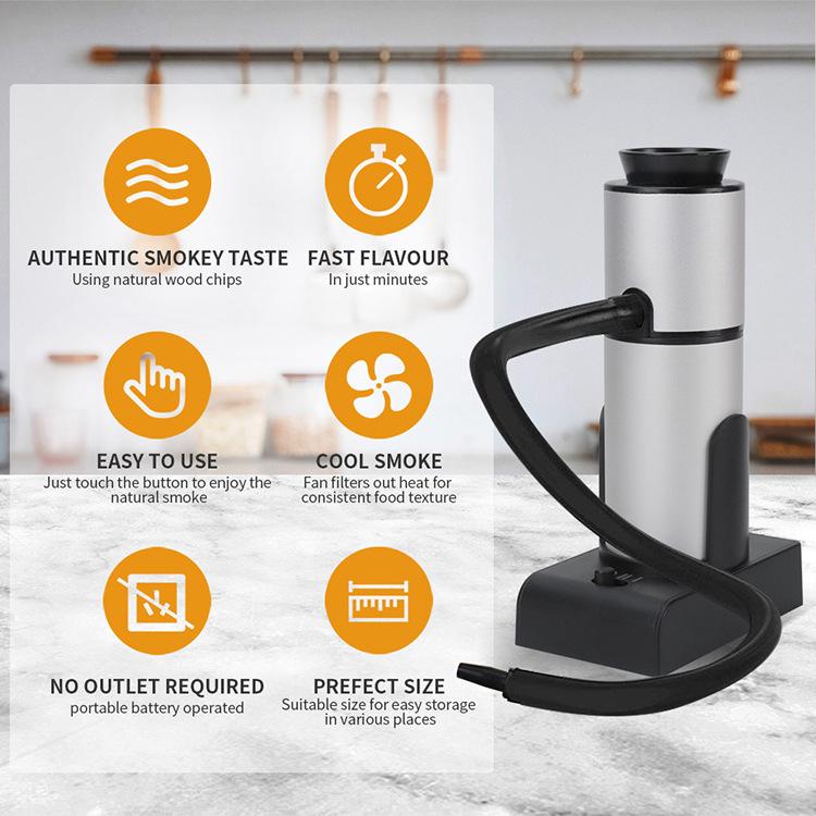 Adjustable Handheld Smoker Gun for Cocktails, Steak, and More - Portable Wood Chip Smoking Machine