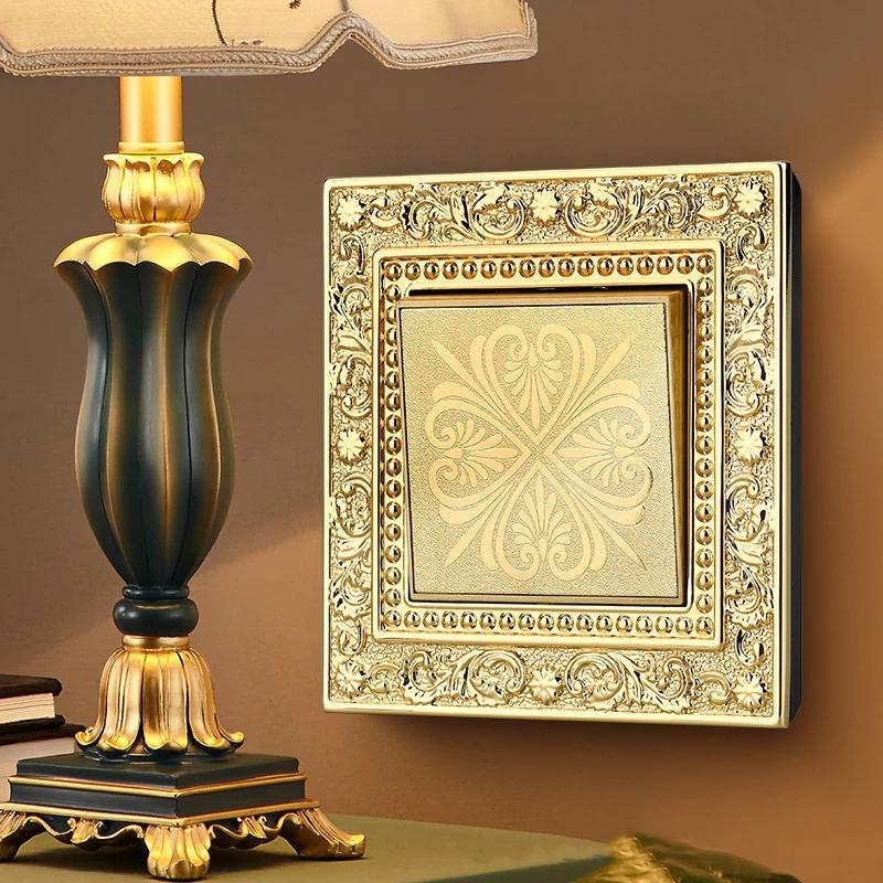 Luxury Vintage Push Button Switch 1/2/3/Gang 2Way,EU France Standard Copper Wall socket,Universal Light Home Switch Power Outlet