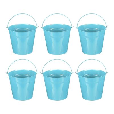 PATIKIL Malé kovové kbelíky s 6 kusy Mini pozinkované barevné velikonoční kbelíky na párty Modré 7"x6,4" Rukojeti, Kbelíky, Řemesla, Dárky,