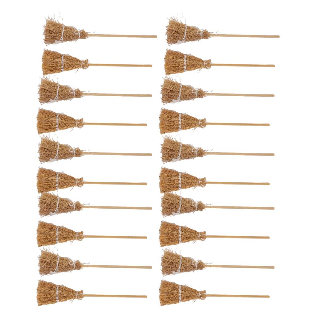 20pcs Mini Witch Broom White Rope Decoration DIY Mini Witch Miniature Witch Broom for Halloween