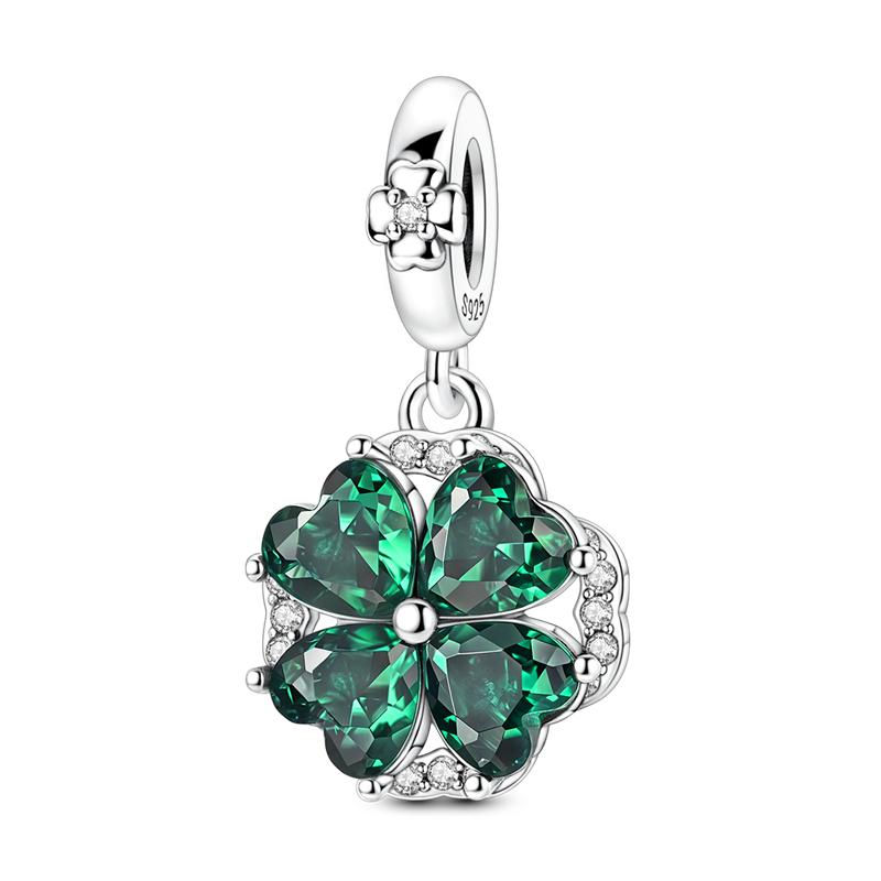 925 Silver Green Series Flower Tree Apple Pendant DIY Fine Beads Fit Original Charms Bracelet Women Jewelry Diy
