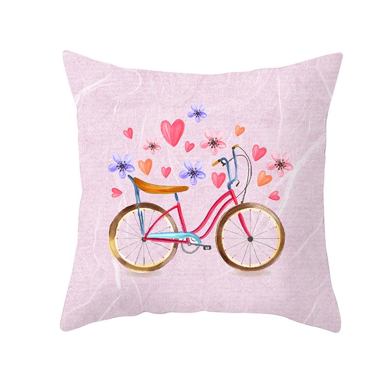 Flower and Grass Bicycle Pillow Cover for Home Ins Nordic Pillow Photo Small Fresh Cushion