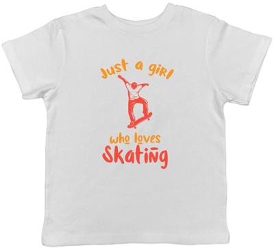 Girl Who Loves Skating Kids T-Shirt Skate Skater Skateboard Childrens Boys Girls