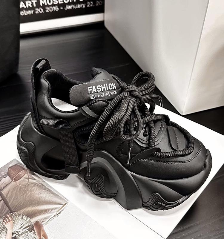 

~ Легкие туфли на платформе для женщин, новая весенняя обувь для увеличения роста, универсальная, повседневная, спортивная женская обувь 40 чёрный