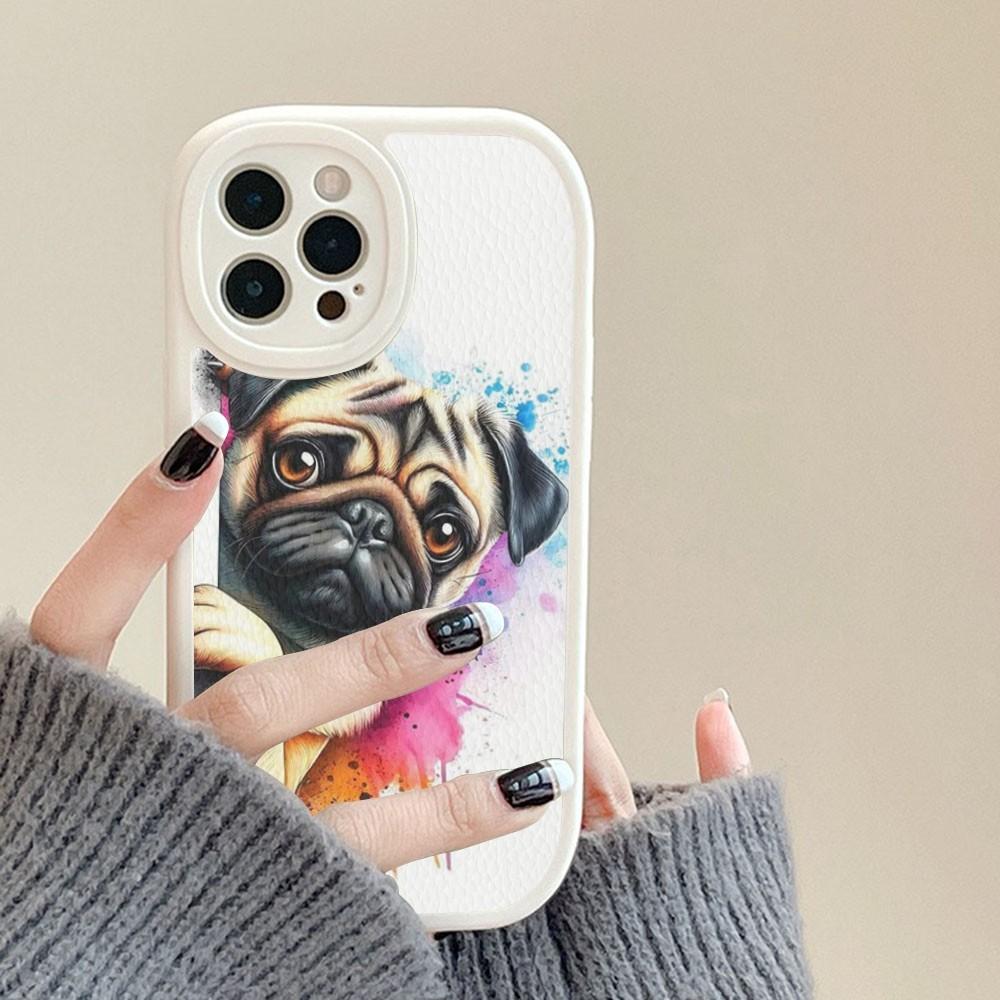 French Bulldog Dog Pug Phone Case Hard Leather For IPhone 16 15 14 13 12 Mini 11 14 Pro Max Xs X Xr 7 8 Plus Fundas