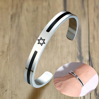 8MM Simple Men David Star Bracelets Custom Dragon Scorpion Stainless Steel Enamel Cuff Bangles Jewelry For Dad Boyfriend