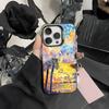 Bunte Ölgemälde Landschaft Handyhülle Für iPhone 16 15 14 13 12 11 Pro Max Grau Schwarz Handyhüllen Matt Laser Metallisch Aurora Funda