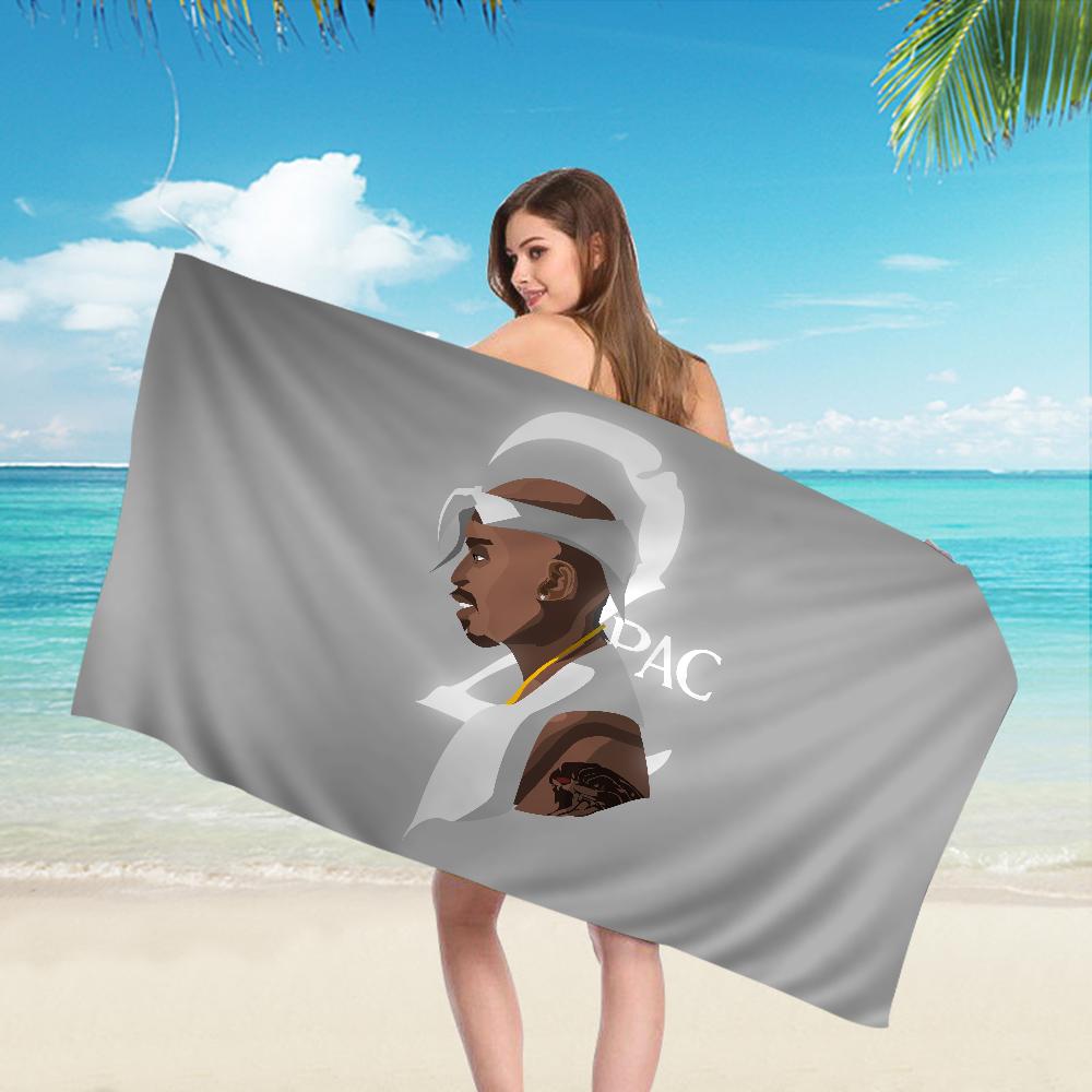 2PAC hip -hop singer Microfiber Beach Towel Absorbent Quick dry Soft Yoga Swimming Resort Mountain Climbing Towel