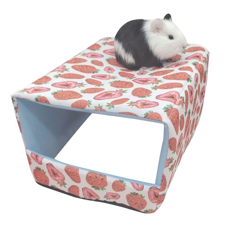 Hamster Winter Bed Warm Cave Cozy Hideout Bottomless House Cute Print for Small Animals Ferrets Playing Sleeping