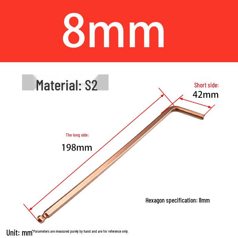 S2 Extended Ball End Hex Key Set, L-Shaped, 6-Sided, Sizes 2-12mm