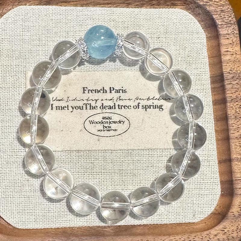 

Aquamarine and white crystal bracelet for women, new popular model, light luxury niche with a high-end feel, a Valentine s Day gift for your 3A