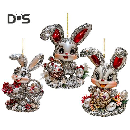 

1/3 шт. Подвеска в виде пасхального кролика, 2D, плоский акриловый брелок, милый кролик, украшение на заднее сидение автомобиля, рюкзак, кролик, подвесной аксессуар для маленьких животных One Size D