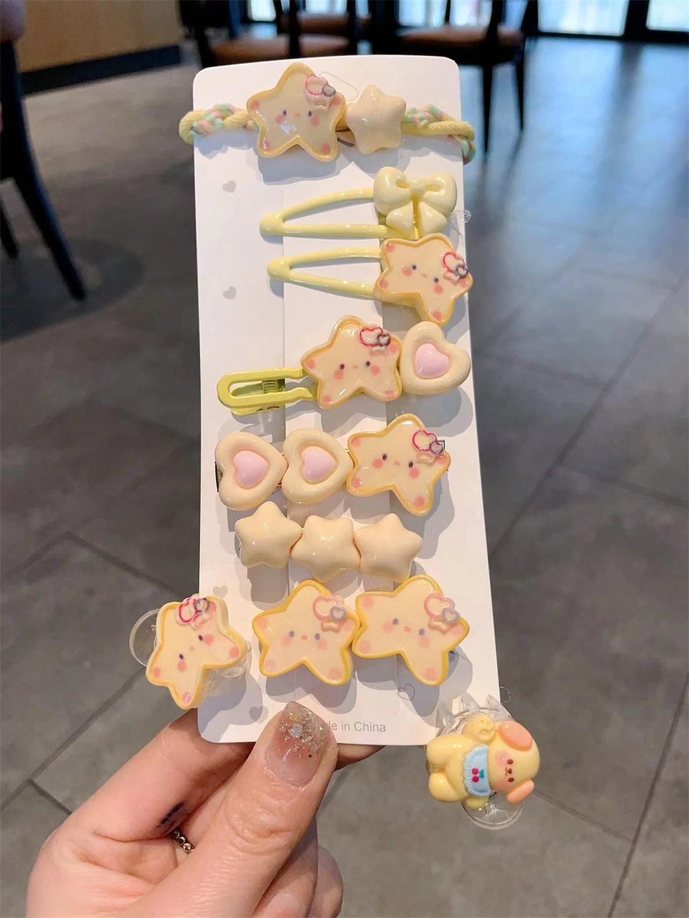 

9 женских новых весенних милых мультяшных заколок для волос с животными и цветами, боковые заколки, аксессуары для волос Size fits all