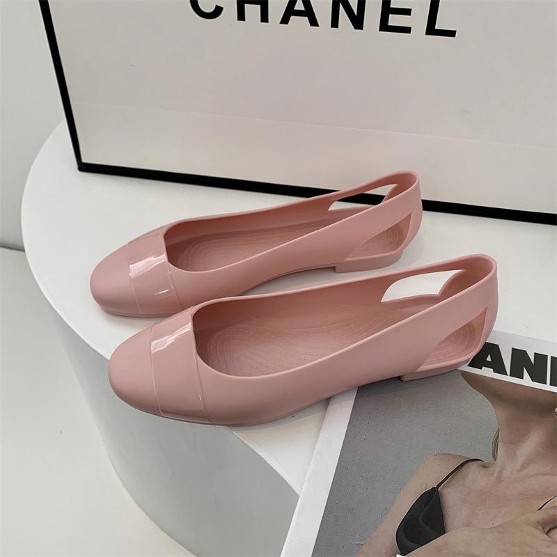 

Модные женские однотонные простые туфли с закрытым носком 2025 новая модель летняя мода на плоской подошве с мелким вырезом женские туфли повседневные плоские туфли 40-41 розовый