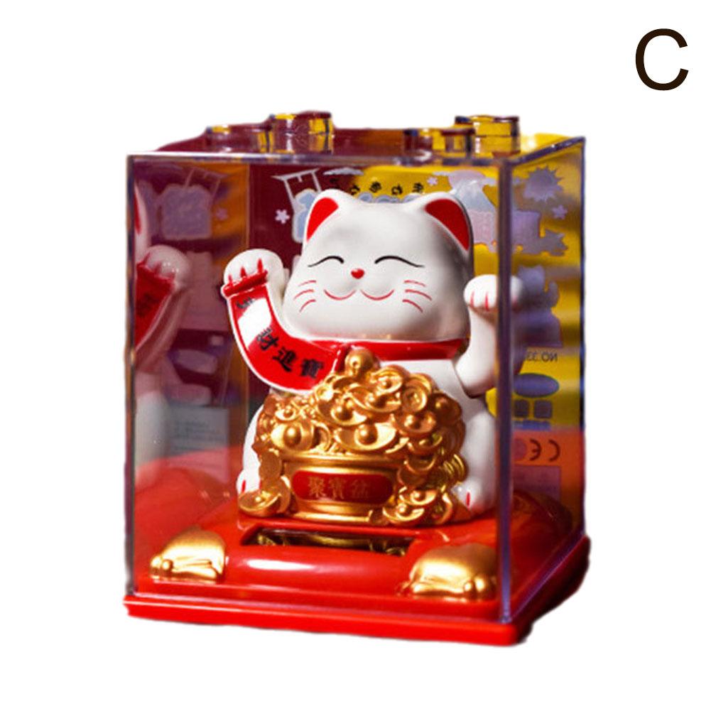 Zhaocai Cat Decoration With Solar Energy Automatic Shaker Creative Cake Decoration Gifts Lucky Cat Statue