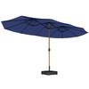 Double Garden Umbrella 4.7x2.8 M With Base Included Crank Sandbags UV Protection Waterproof Dark Blue