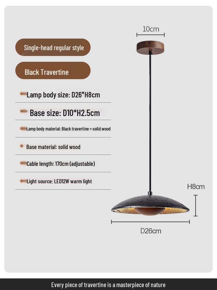 Mid-century Wabi-sabi Travertine Pendant Light for Dining & Bedrooms