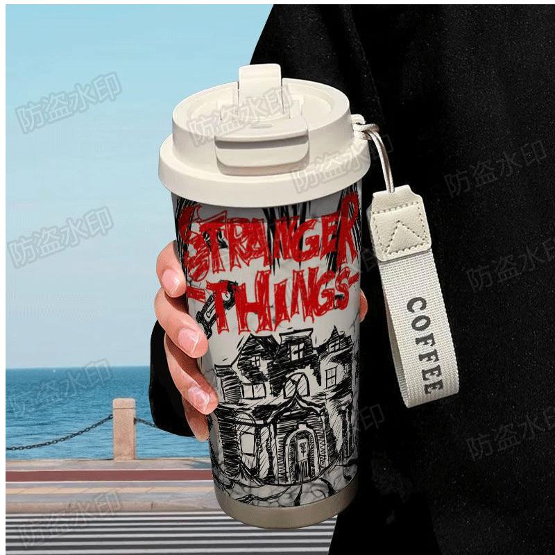 Stranger Things Insulated Tumbler - Stainless Steel Dual Lid Sippy Cup for Coffee & Cold Drinks