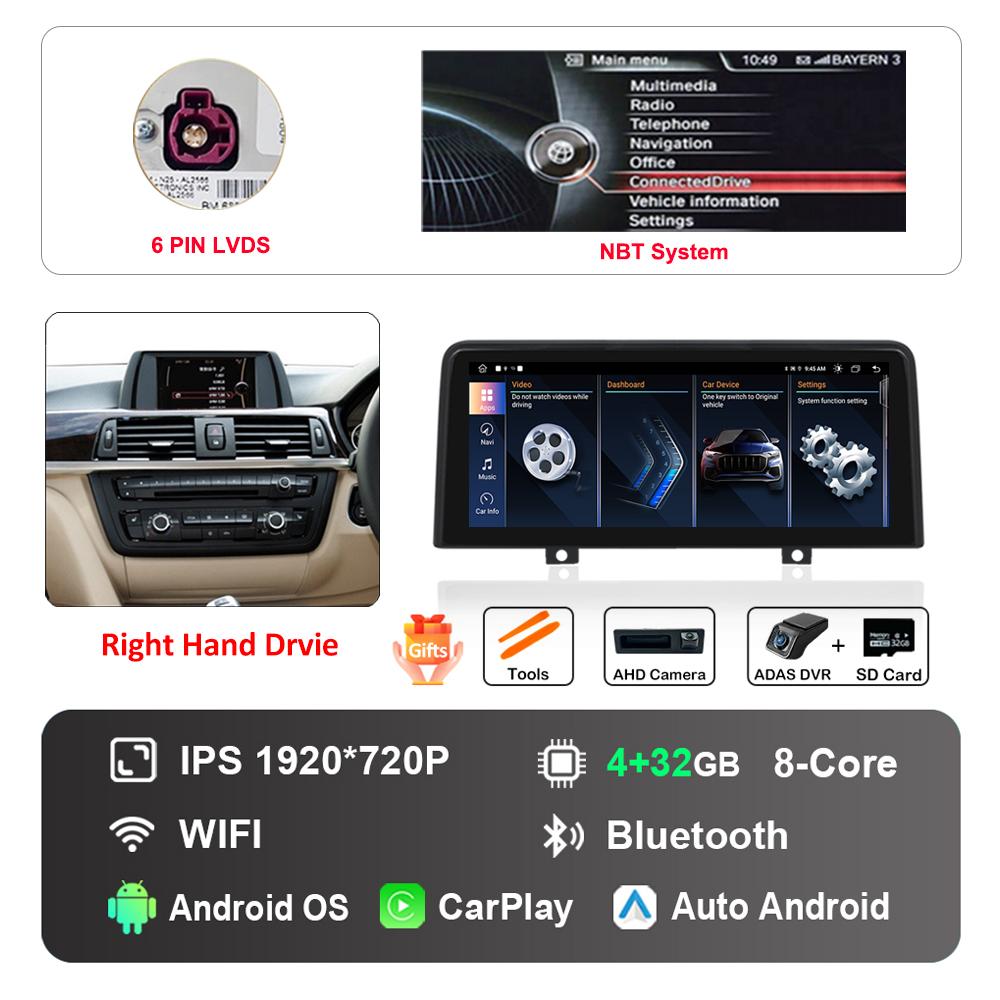 12.3 Inch Right Hand Drvie for BMW 3 4 Series F30 F31 F32 F33 F34 F36 NBT EVO System Android Car Radio Multimedia Player 4G WiFi