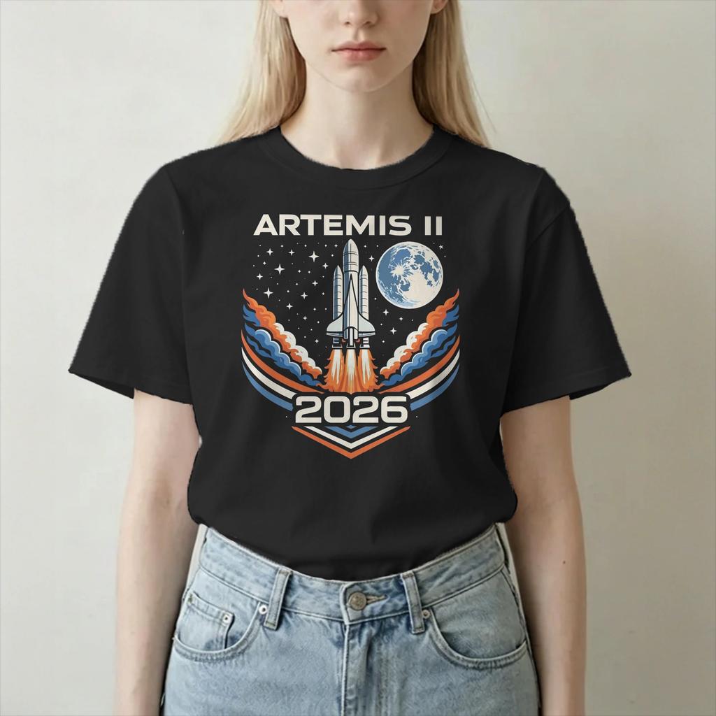 Crazy Artemis Ii 2026 Mission Tshirt Unisex Unisex Round Collar 100 Cotton T Shirt  Short Sleeve Tees Plus Size Clothing