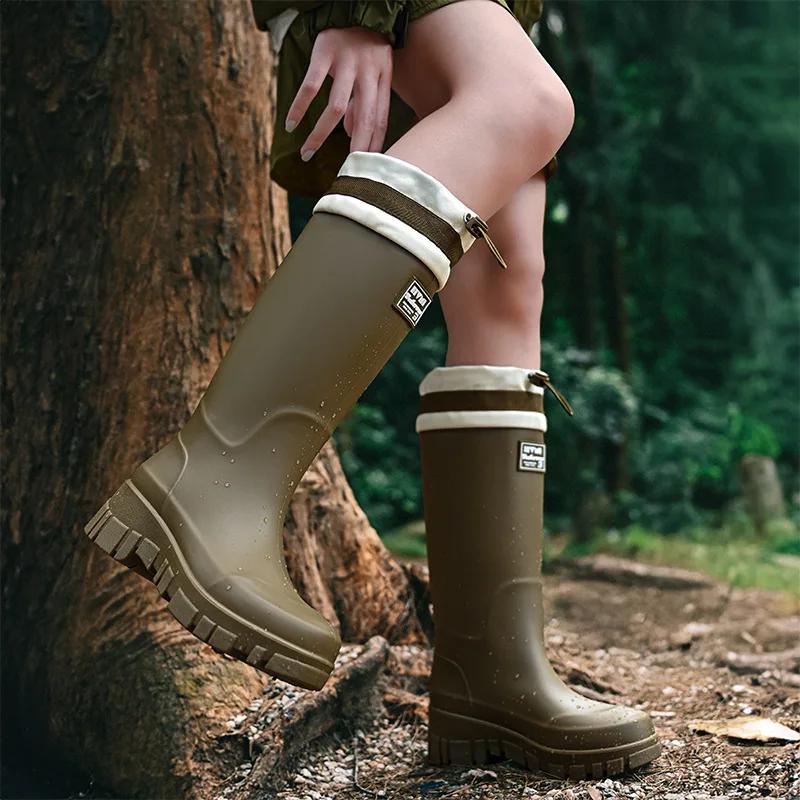 Fashion Women Outdoor Tide Non-slip Waterproof Parent-Child Rain Boots Children Hundred Couple Adjustable Drawstring 2026 New