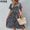 Women's Fashion Summer Spring Floral Print Short Sleeve O-Neck Casual Dresses