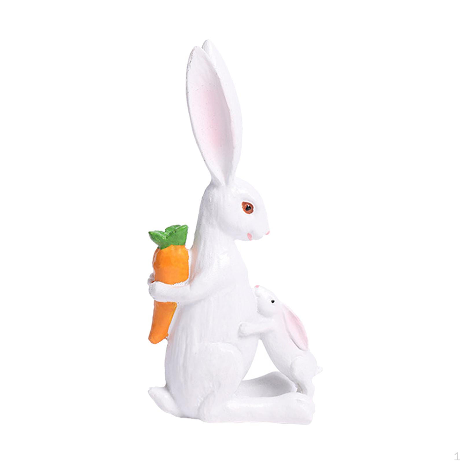 

Figurine Easter Bunny Statue Animal Family Sculpture Ornament for Bookshelf Style A