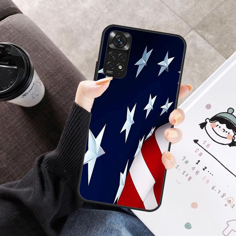 America USA Flag Case For Xiaomi Redmi Note 11 10 9 8 12 Pro 10S 11S 12S Cover For Redmi 9 10 10A 9C 10C 12C