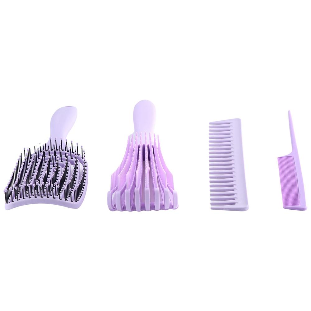 

4pcs/set Candy Colors Curly Hair Brush set Professional Scalp Massage Hair Comb Men/Women розовый