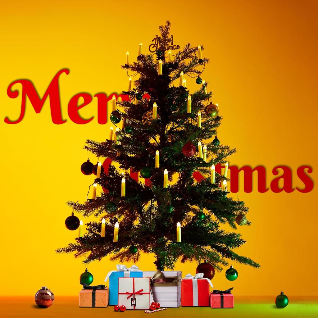 50 Pcs Christmas Flameless Candles Lights, 2022 New Candle Lights with 3 Color & 10-Mode Remote Control, 3D Flickering LED Candle String Lights for