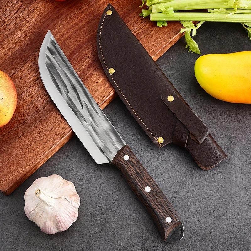 Grillkniv i rustfritt stål Håndsmidd kjøkkenkniv Utbeningskniv Sharp Meat Cleaver Bærbar