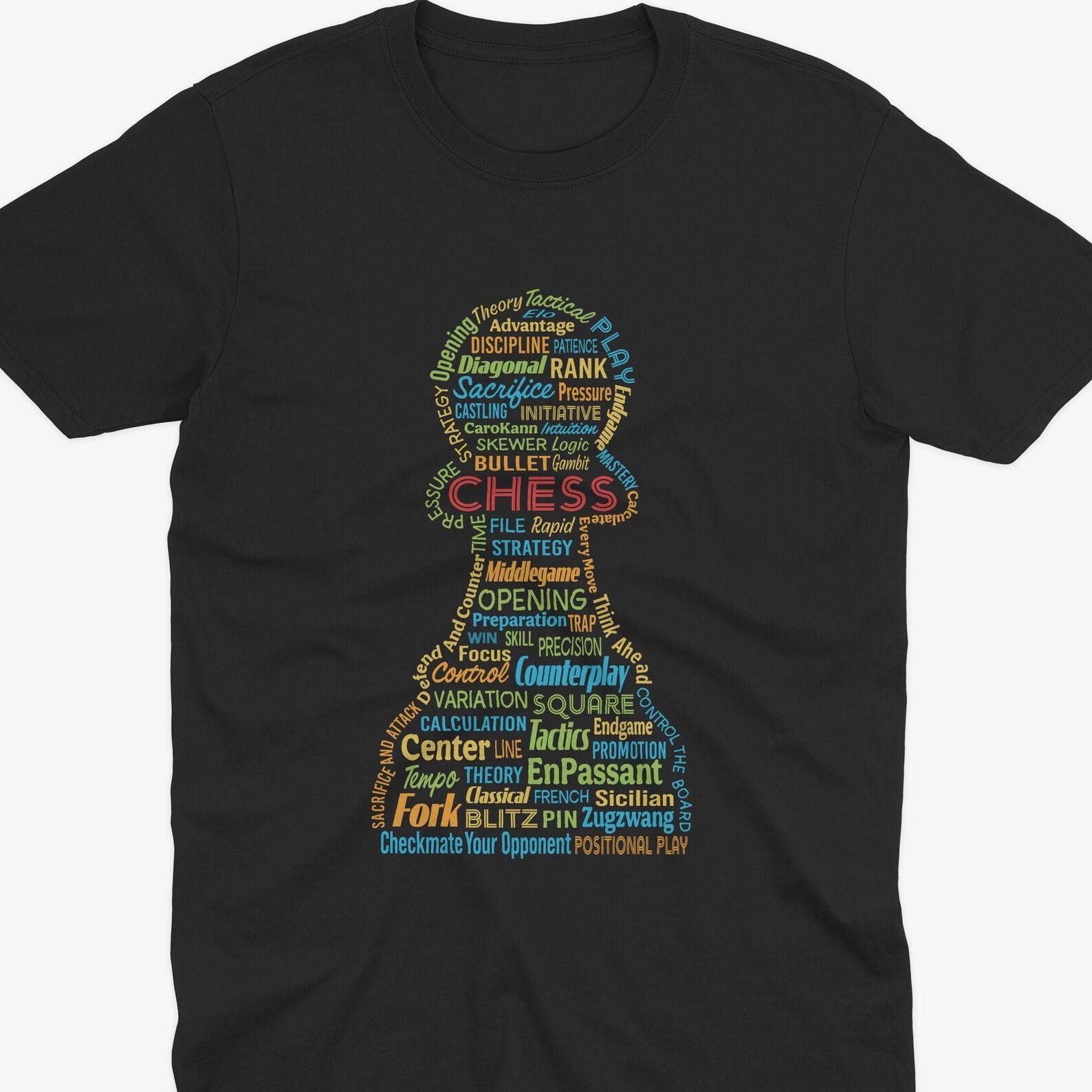 Chess T-Shirt, Chess Player Gift, Chess Word ArT-Shirt, Chess Lover Tee, Chess Club Shirt, Strategy Game Shirt, Checkmate Shirt S