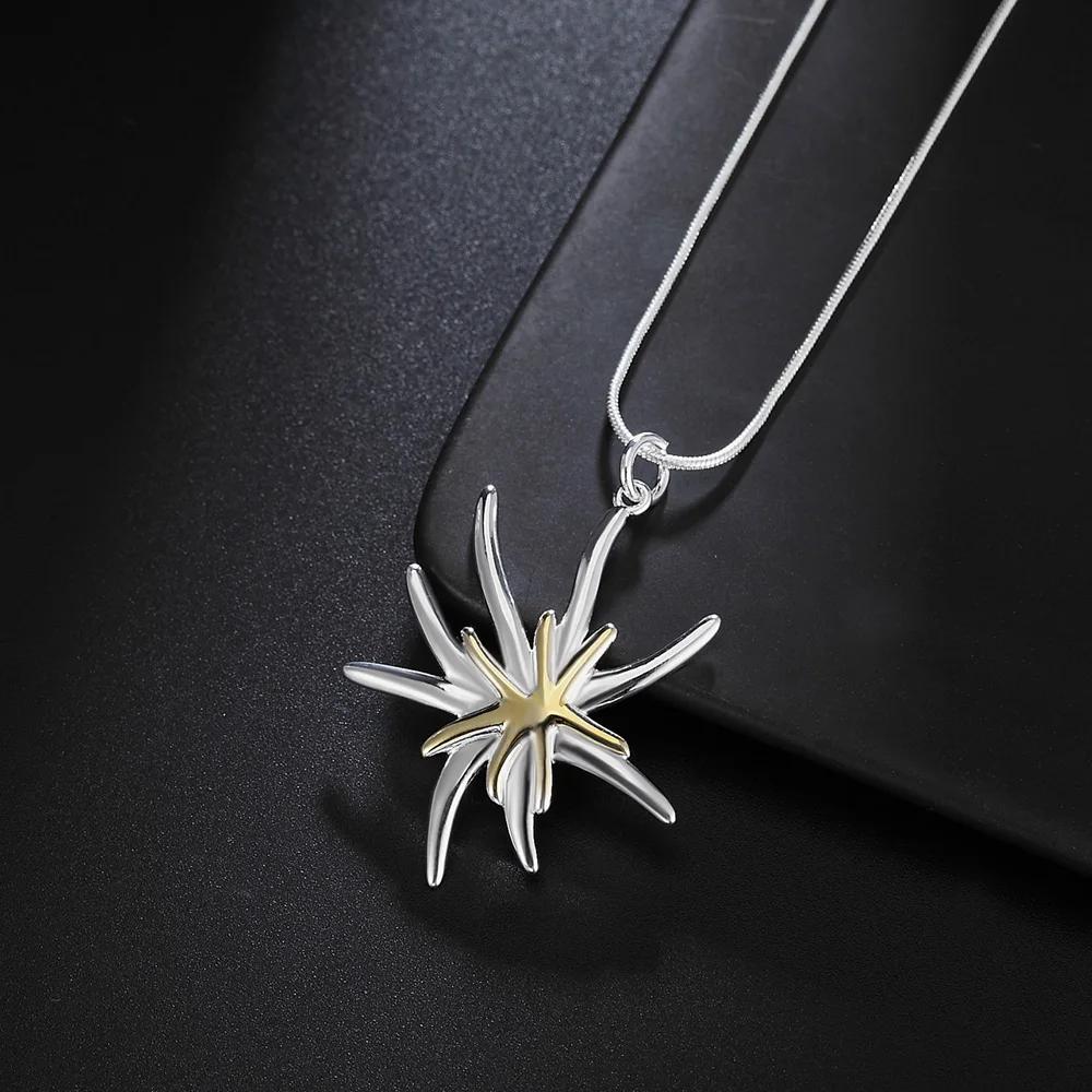 Charms Copper fine Starfish flower Pendant Necklace For Women Fashion Christmas gifts party wedding Jewelry