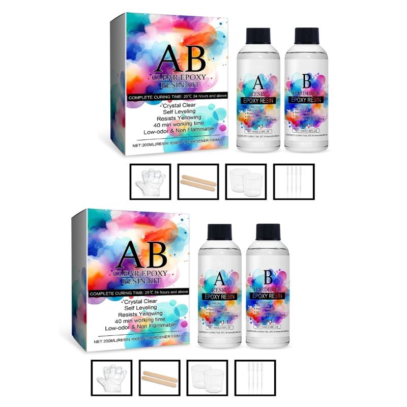 

Набор эпоксидной смолы 1:1 Эпоксидная смола с отвердителем Прозрачные наборы смолы с мерным стаканчиком, перчатками, палочками для изготовления ювелирных изделий