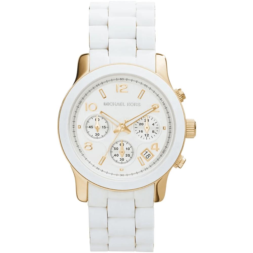 Michael Kors Women's White Mk5145 Runway Chronograph Watch