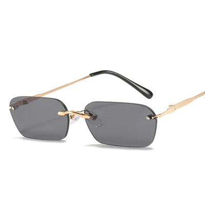 Modische Rechteck-Sonnenbrille Damen Retro Metall Doppelsteg Wilde Brille Polygonal Ozeanbrille - Trendige Shades für Damen