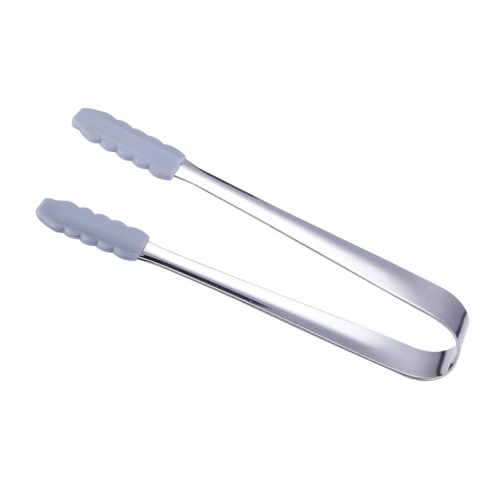 Stainless Steel Ice Cube Clip Ice Tong with Silicone Sleeves Dessert Tongs Food Clips Ice Block Serving Tongs Kitchen Accessory
