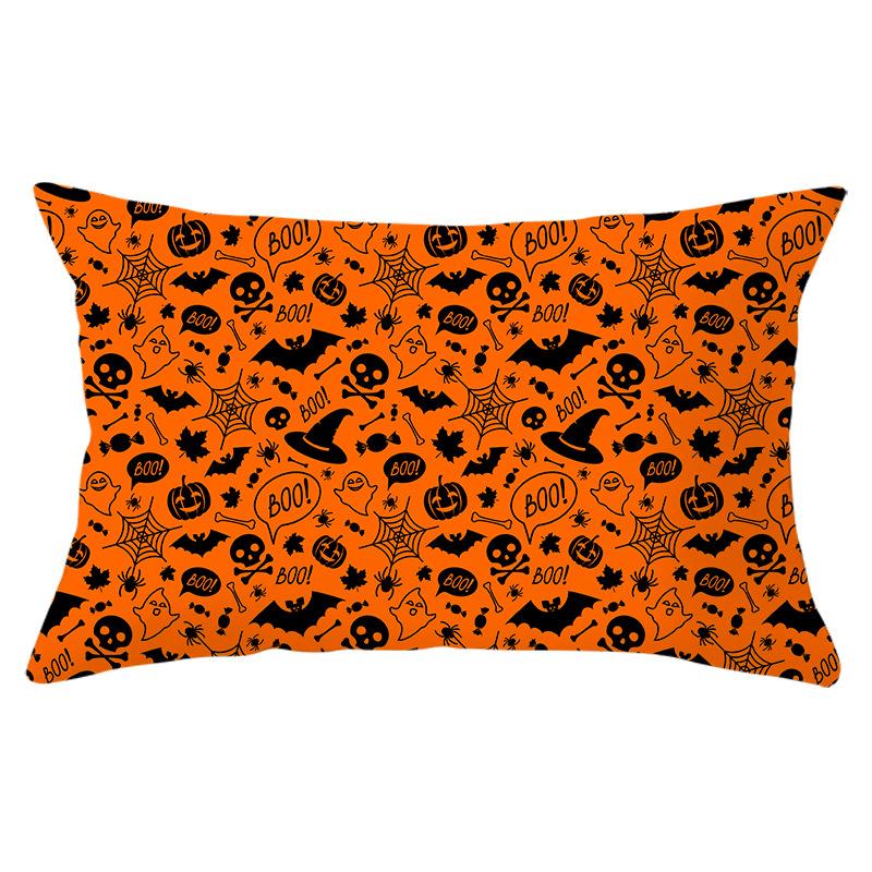 Halloween Orange Series Peach Skin Waist Pillow Cover New Rectangular Sofa Cushion Cover
