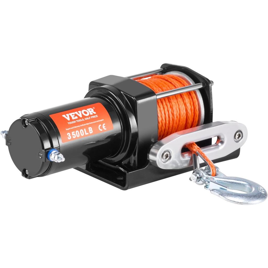 Electric Winch ATV UTV 3500 lb Synthetic Rope Waterproof Wired Control