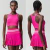 Sports Fitness Yoga Wear Suit Female Exposure-Proof Skirt Pocket Tennis Skirt Quick-Drying Shockproof Beauty Back Exercise Bra