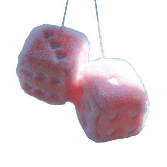 Plüsch-Würfel-Anhänger mit herzförmigen Punkten, zum Aufhängen, Würfel-Dekoration, weich, flauschig