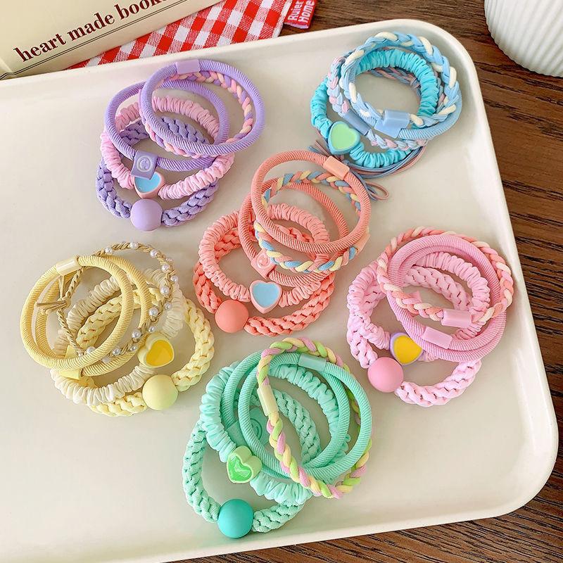 Children's Hair Band Simple Color Rubber Band High Value Girl Ball Head Ponytail Head Rope Little Girl Hair Rope