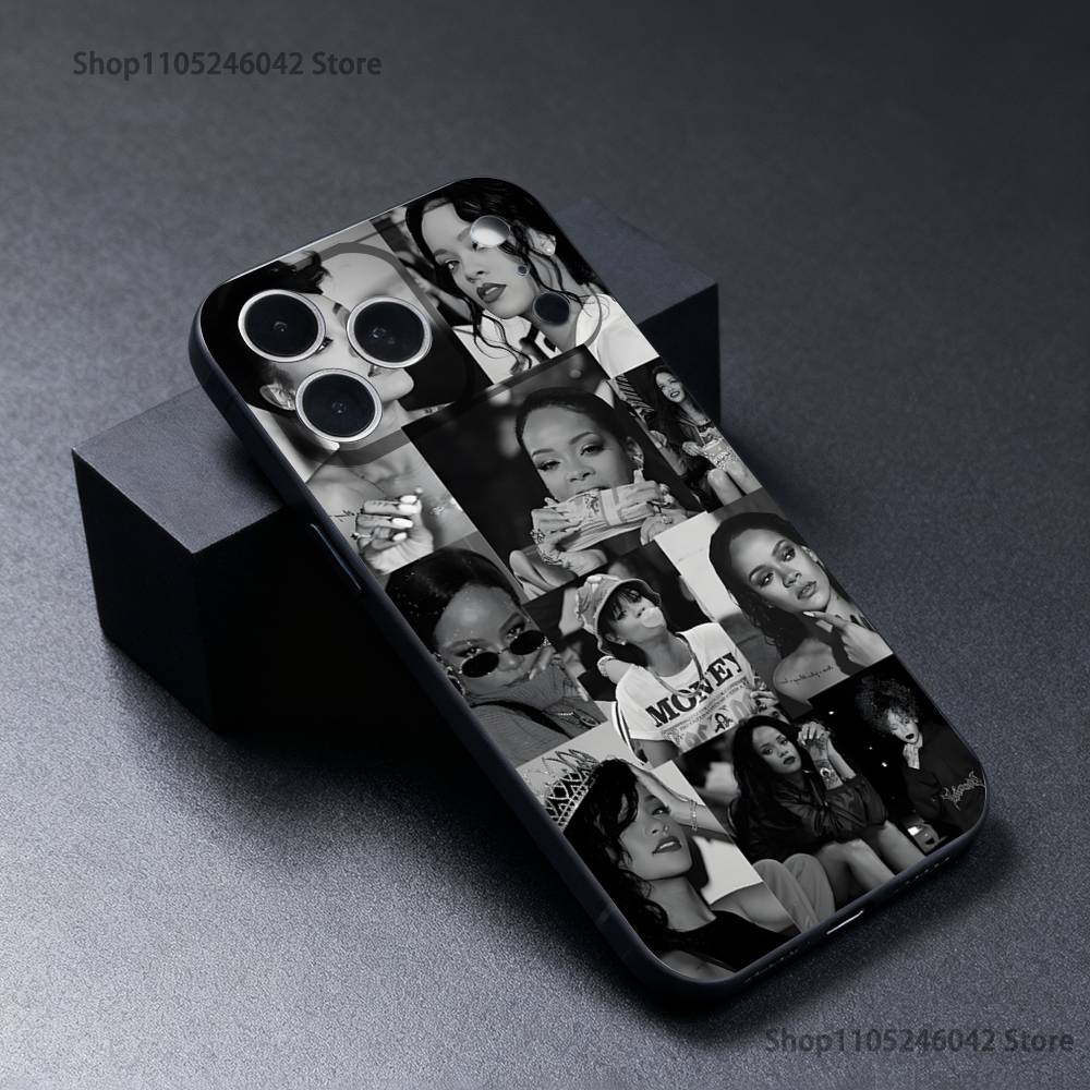 

Singer R-Rihannas Phone Case For iPhone 17,16,15,14,13,12,11,Pro,Max,Plus Black Soft Cover iPhone16plus