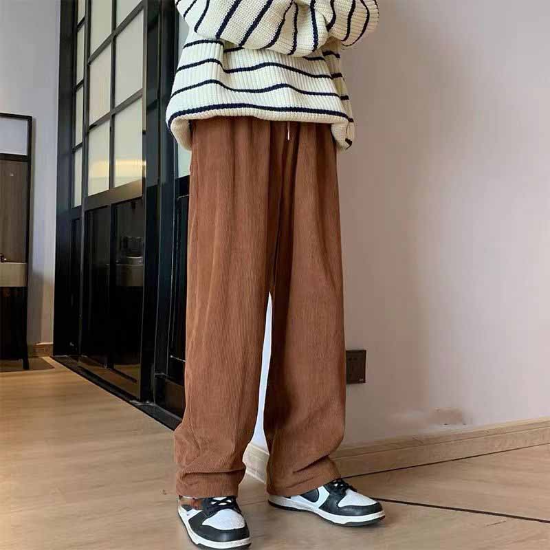 Corduroy Casual Pants for Women Plush Thick Straight Trousers Autumn and Winter Loose Sports Trousers