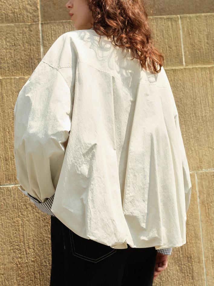 White Noise Jacket: ELLE Loose Bud-Shaped Women's Short Jacket - 2025 Autumn Workwear Top