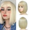 Bob Black Synthetic Wigs Straight Cosplay Short Daily Natural Looking Hair Wig with Bangs Heat Resistant Fiber for Women Afro