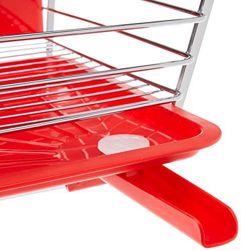 Pearl Metal Dish Drainer Basket, Red, Simple Storage, HB-301